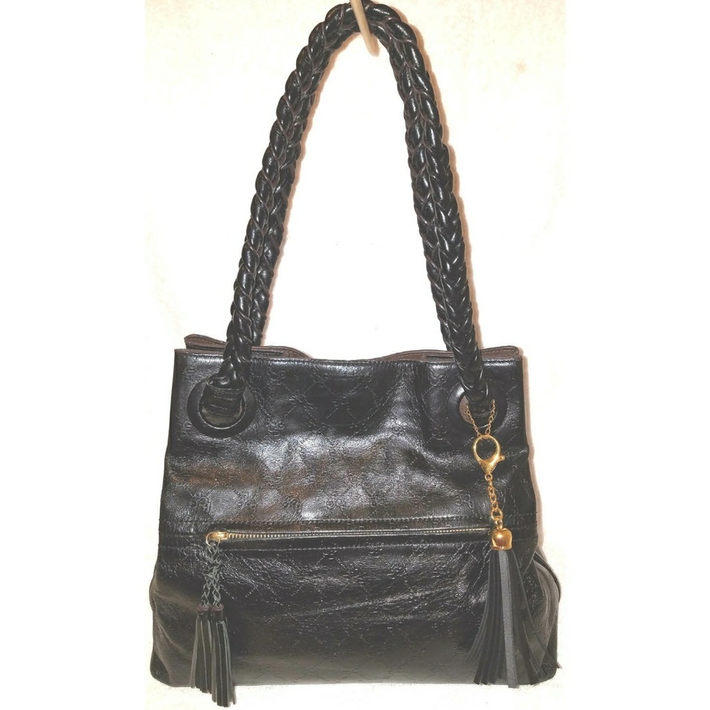 BCBGirls extra-large black leather hobo handbag